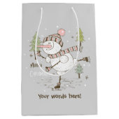 独自の氷の作成スケートで滑る冬雪だるま ミディアムペーパーバッグ (正面)