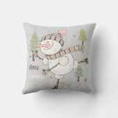 独自の氷の作成スケートで滑る雪だるまクリスマス クッション (裏面)