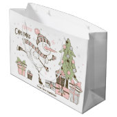 独自の氷の作成スケートで滑る雪だるまクリスマス ラージペーパーバッグ (裏面アングル)