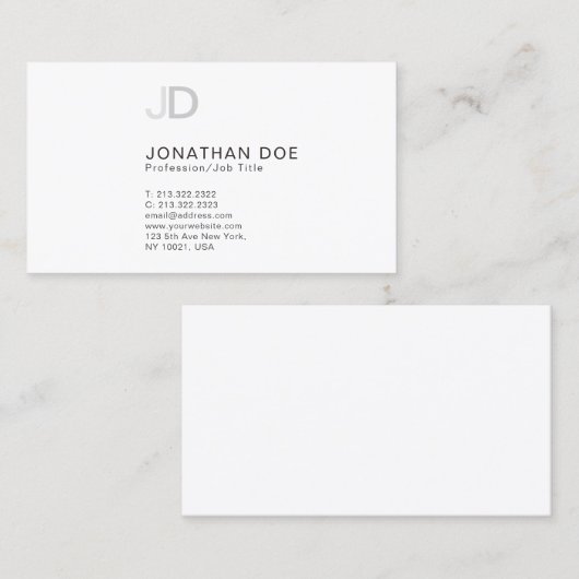 独自の洗練されたモノグラムをモダン作成 名刺 (正面/裏面)