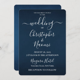 独自の深いを作成する青結婚色 招待状