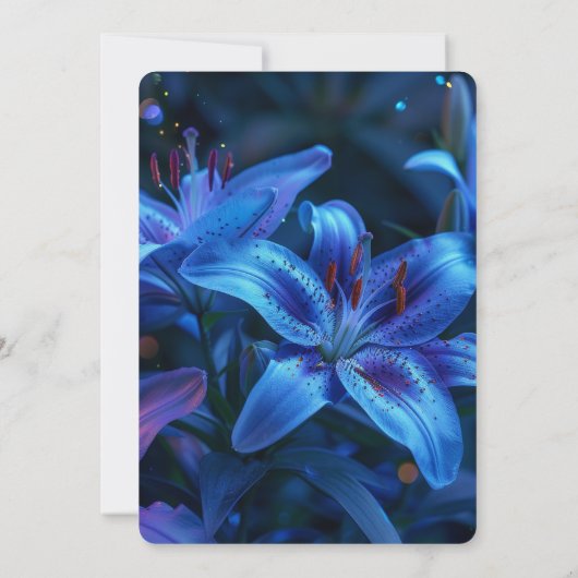 独自の深いブルーリリーの結婚作成 招待状 (裏面)
