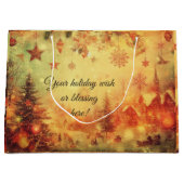 独自の温かいクリスマスビレッジ抱き枕を作成 ラージペーパーバッグ (正面)