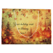 独自の温かいクリスマスビレッジ抱き枕を作成 ラージペーパーバッグ (裏面)