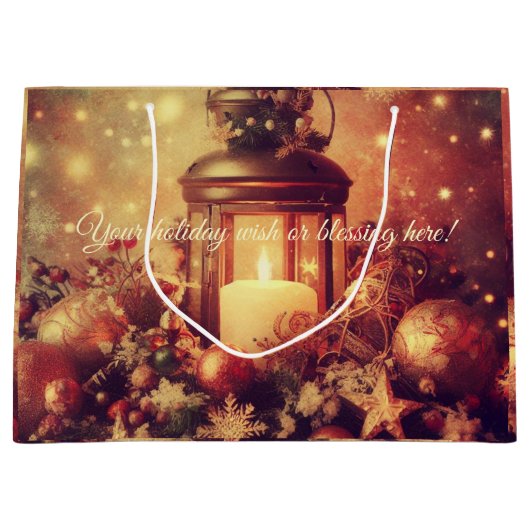 独自の温かいクリスマスランタンを作成 ラージペーパーバッグ (正面)