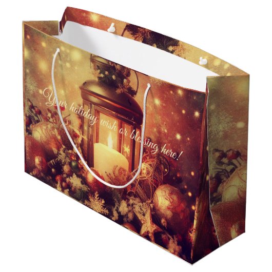 独自の温かいクリスマスランタンを作成 ラージペーパーバッグ (裏面アングル)