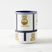 独自の濃い灰色の青を作成パーソナライズされた マグカップ (中央)