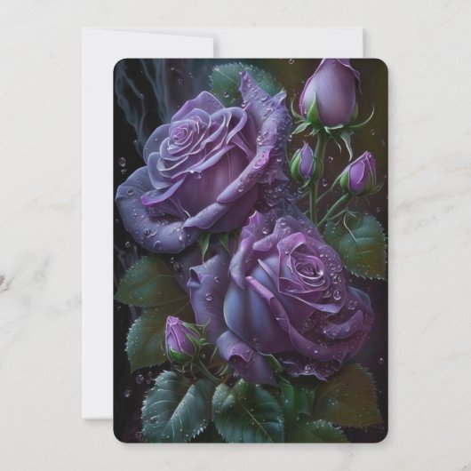 独自の濃い紫カスタマイズのバラの作成 招待状 (裏面)