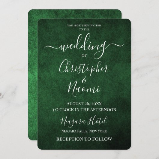 独自の濃い緑を作成グランジ 招待状 (正面/裏面)