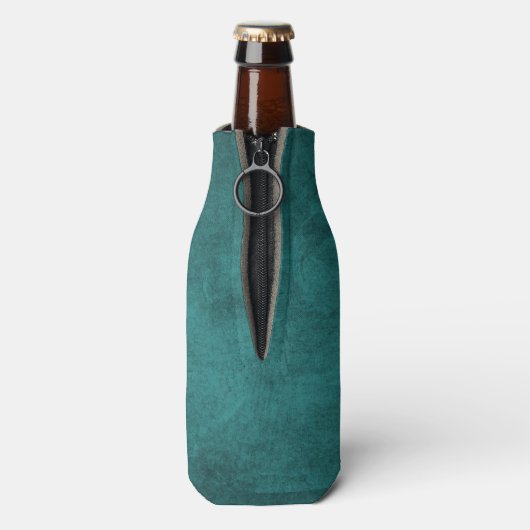 独自の無地のティール（緑がかった色）動揺してスタイル ボトルクーラー (ボトル裏面)