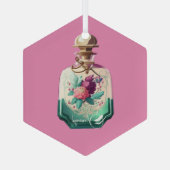 独自の牡丹の香かわいらし水ボトルを作成 ガラスオーナメント (裏面)