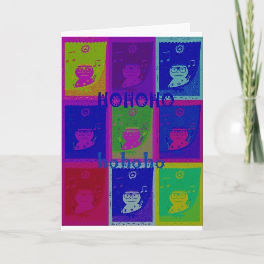 独自の特別なサンタホーホアートをポップ・アートの作成 シーズンカード (正面)