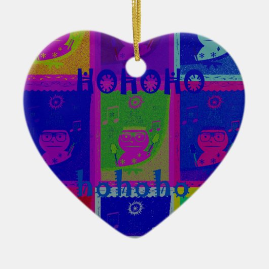 独自の特別なサンタホーホアートをポップ・アートの作成 セラミックオーナメント (正面)