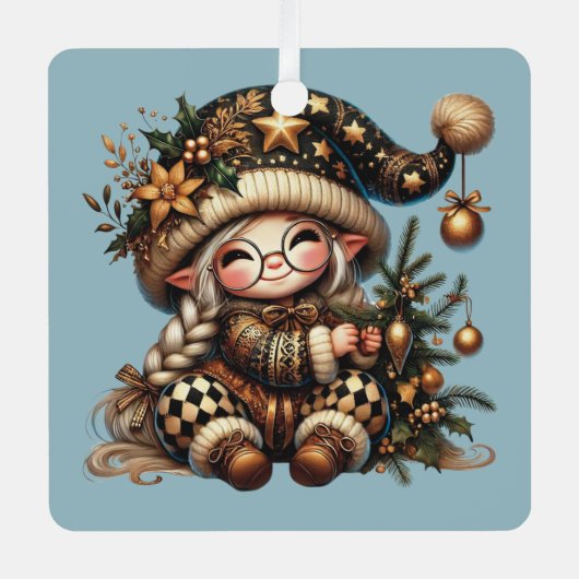 独自の甘い魔法のクリスマス格言を作成 メタルオーナメント (正面)