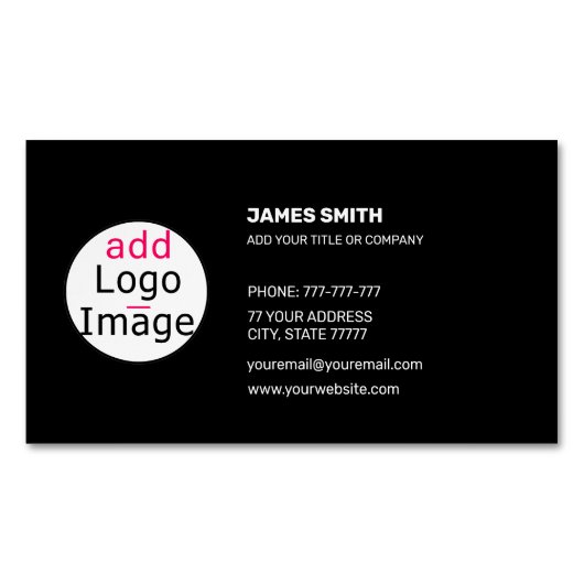 独自の画像を追加するカスタマイズ可能な贅沢な黒 マグネット名刺 (正面)