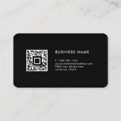 独自の画像を追加するQRコードとロゴブラックモダン 名刺 (裏面)