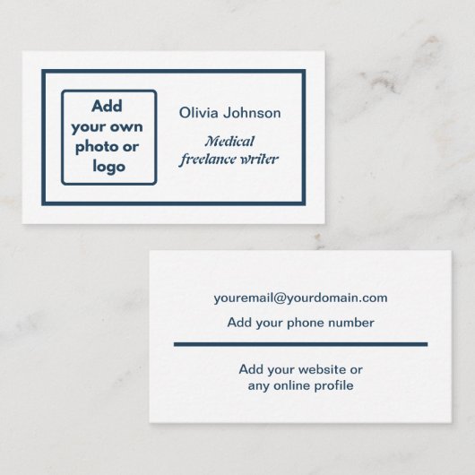 独自の画像フォトロゴのミニマルなフリーランスを追加 名刺 (正面/裏面)