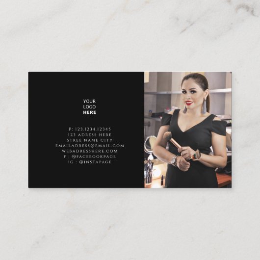 独自の画像ロゴカスタムとQRコードブラックを追加 名刺 (裏面)