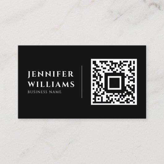独自の画像ロゴカスタムとQRコードブラックを追加 名刺 (正面)
