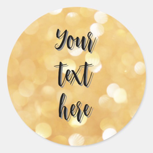 独自の画像文字シール金ゴールドスパークルグリッター ラウンドシール (正面)