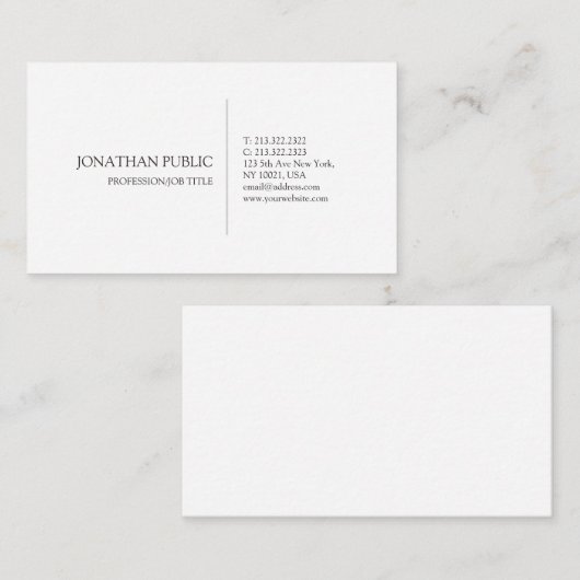 独自の白いプレーンお洒落を作モダン成エレガントする 名刺 (正面/裏面)