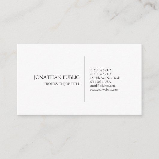 独自の白いプレーンお洒落を作モダン成エレガントする 名刺 (正面)