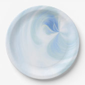 独自の白い光の渦巻きを作成 – 青 ペーパープレート (正面)