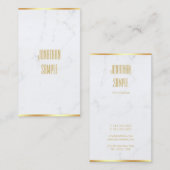 独自の白い大理石エレガント金ゴールド文字の作成 名刺 (正面/裏面)