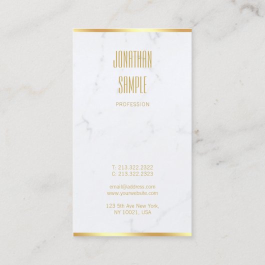 独自の白い大理石エレガント金ゴールド文字の作成 名刺 (裏面)