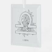 独自の白黒エレガントライブラリ〔占星術の〕十二宮図の作成 ガラスオーナメント (正面左)