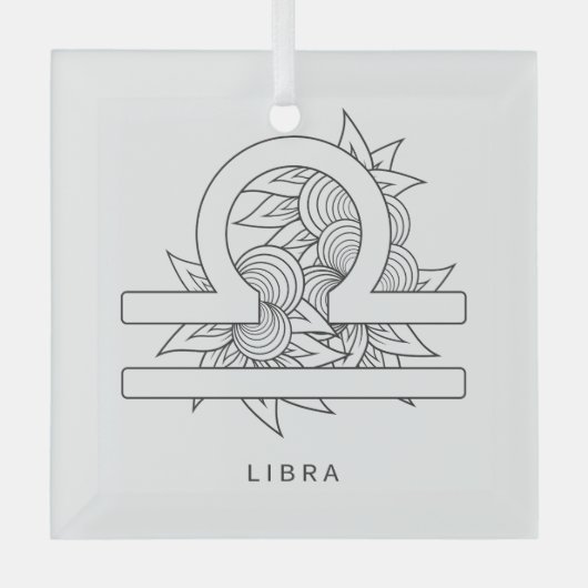 独自の白黒エレガントライブラリ〔占星術の〕十二宮図の作成 ガラスオーナメント (正面)