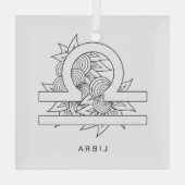 独自の白黒エレガントライブラリ〔占星術の〕十二宮図の作成 ガラスオーナメント (裏面)