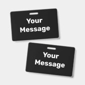 独自の白黒文字テンプレート バッジ (Front & Back)