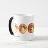 独自の神秘的なオレンジ色の月相を作成する モーフィングマグカップ (正面左)