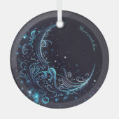 独自の神秘的なブルー&シルバームーンを作成 ガラスオーナメント (正面)