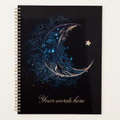 独自の神秘的なブルー&金ゴールドムーンを作成 プランナー手帳 (正面)