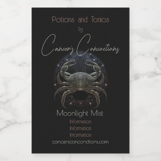 独自の神秘的な星占いがん〔占星術の〕十二宮図の作成 ワインラベル (シングルラベル)