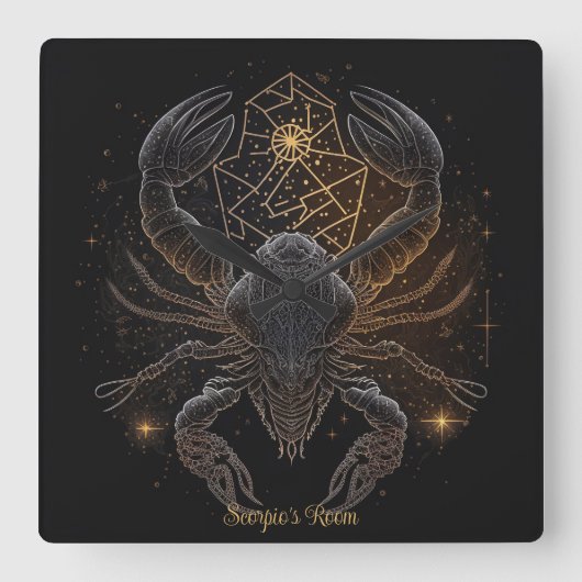 独自の神秘的な星占いの作成蠍座〔占星術の〕十二宮図 スクエア壁時計 (正面)