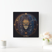 独自の神秘的な星占いを作成Leo〔占星術の〕十二宮図 スクエア壁時計 (ホーム)