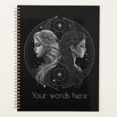 独自の神秘的な星占いジェミニ〔占星術の〕十二宮図の作成 プランナー手帳 (正面)