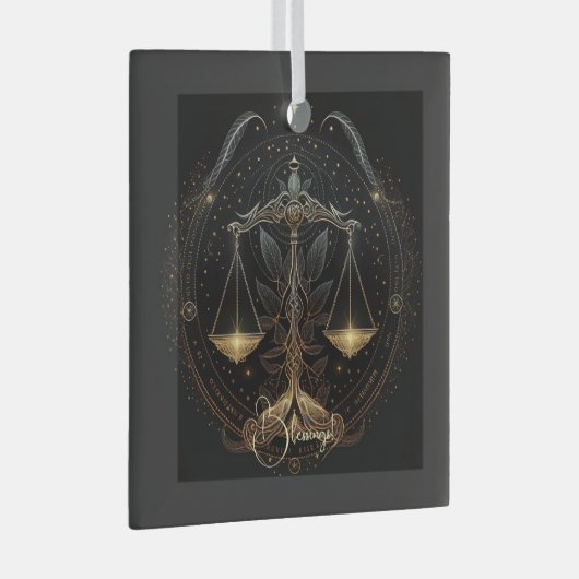 独自の神秘的な星占い天秤座を作成〔占星術の〕十二宮図 ガラスオーナメント (正面右)
