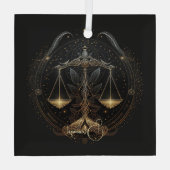 独自の神秘的な星占い天秤座を作成〔占星術の〕十二宮図 ガラスオーナメント (裏面)