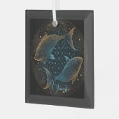 独自の神秘的な星占い魚座の作成〔占星術の〕十二宮図 ガラスオーナメント (正面左)