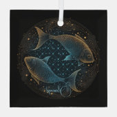 独自の神秘的な星占い魚座の作成〔占星術の〕十二宮図 ガラスオーナメント (裏面)