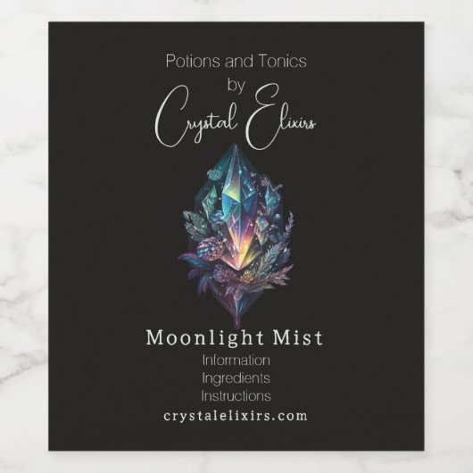 独自の神秘的な結晶の薬用ラベルを作成する ワインラベル (シングルラベル)