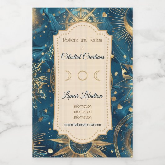 独自の神秘的な青と金ゴールドを作成 ワインラベル (シングルラベル)