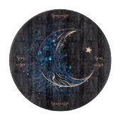 独自の神秘的な青と金ゴールドムーンの祭壇を作成 カッティングボード (正面)