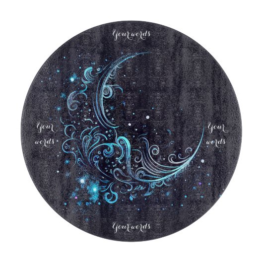 独自の神秘的な青と銀の月壇を作成 カッティングボード (正面)