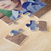 独自の粗野な木材ファミリの写真コラージュを作成 ジグソーパズル (側面)