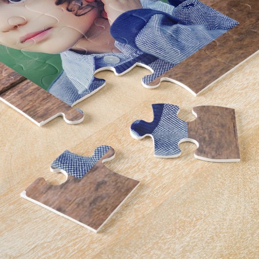 独自の粗野な木材ファミリの写真コラージュを作成 ジグソーパズル (側面)